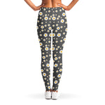 Grey Daisy Floral Pattern Print Women's Leggings