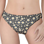 Grey Daisy Floral Pattern Print Women's Thong