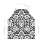 Grey Damask Pattern Print Adjustable Apron