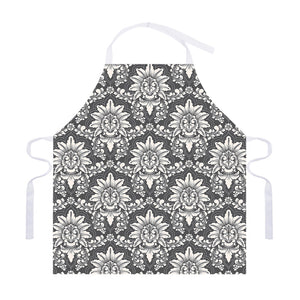 Grey Damask Pattern Print Adjustable Apron