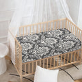 Grey Damask Pattern Print Baby Crib Sheet