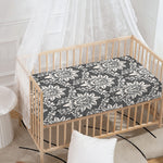 Grey Damask Pattern Print Baby Crib Sheet