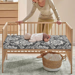 Grey Damask Pattern Print Baby Crib Sheet