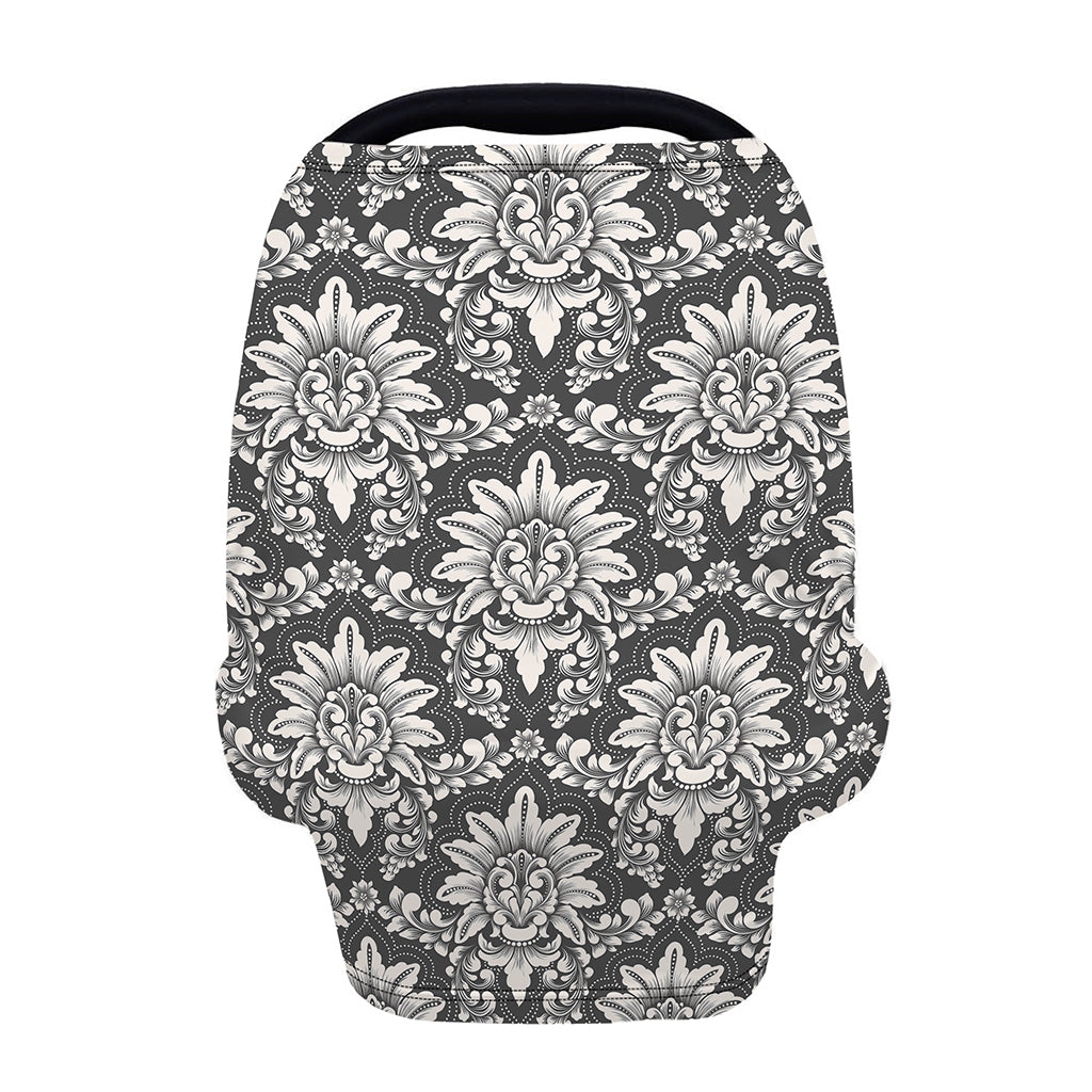 Grey Damask Pattern Print Baby Seat Cover