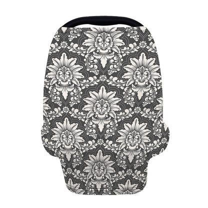 Grey Damask Pattern Print Baby Seat Cover