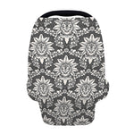 Grey Damask Pattern Print Baby Seat Cover