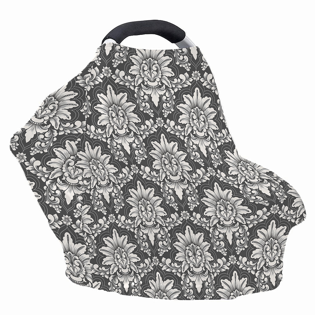Grey Damask Pattern Print Baby Seat Cover