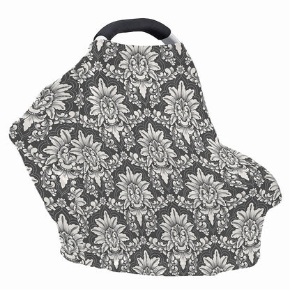 Grey Damask Pattern Print Baby Seat Cover