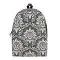 Grey Damask Pattern Print School Backpack