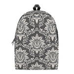 Grey Damask Pattern Print Backpack