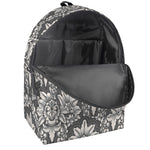 Grey Damask Pattern Print Backpack