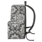 Grey Damask Pattern Print Backpack
