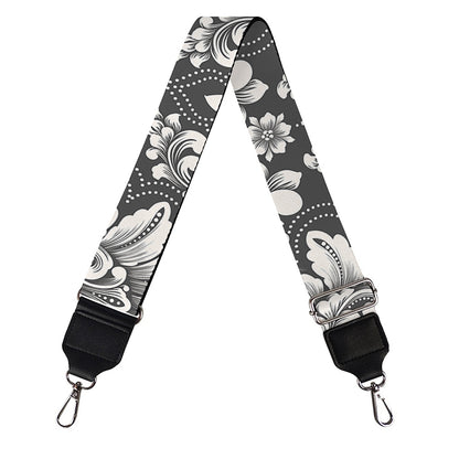 Grey Damask Pattern Print Bag Strap