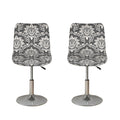 Grey Damask Pattern Print Bar Stool Covers