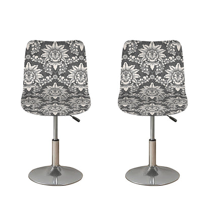 Grey Damask Pattern Print Bar Stool Covers