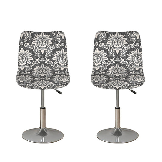 Grey Damask Pattern Print Bar Stool Covers