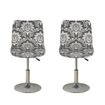 Grey Damask Pattern Print Bar Stool Covers