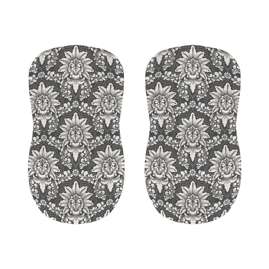 Grey Damask Pattern Print Bar Stool Covers