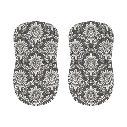 Grey Damask Pattern Print Bar Stool Covers