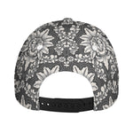 Grey Damask Pattern Print Baseball Cap