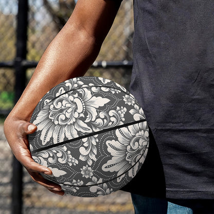 Grey Damask Pattern Print Basketball