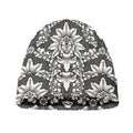 Grey Damask Pattern Print Beanie