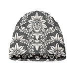 Grey Damask Pattern Print Beanie