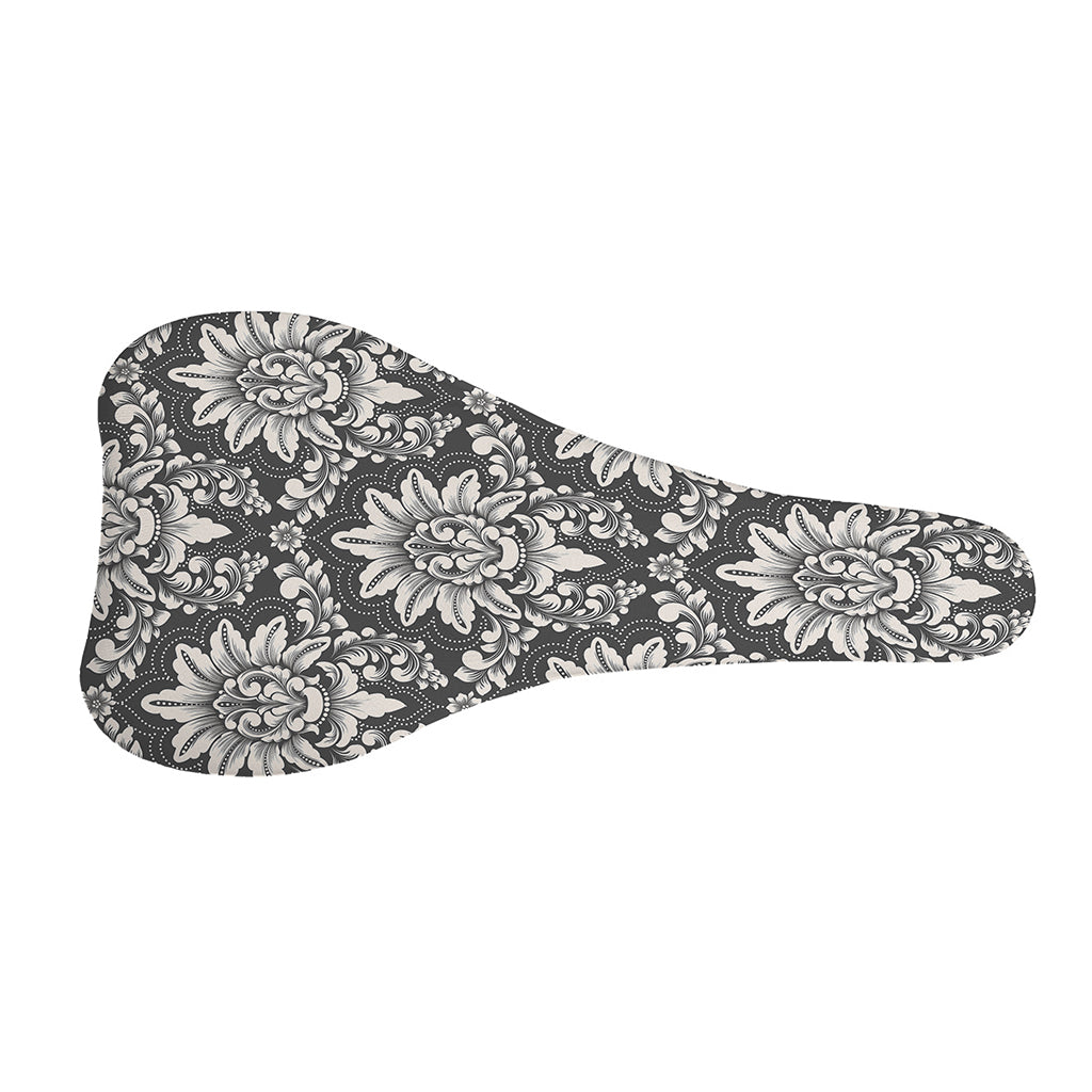 Grey Damask Pattern Print Bicycle Seat Cover