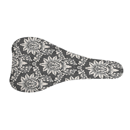 Grey Damask Pattern Print Bicycle Seat Cover