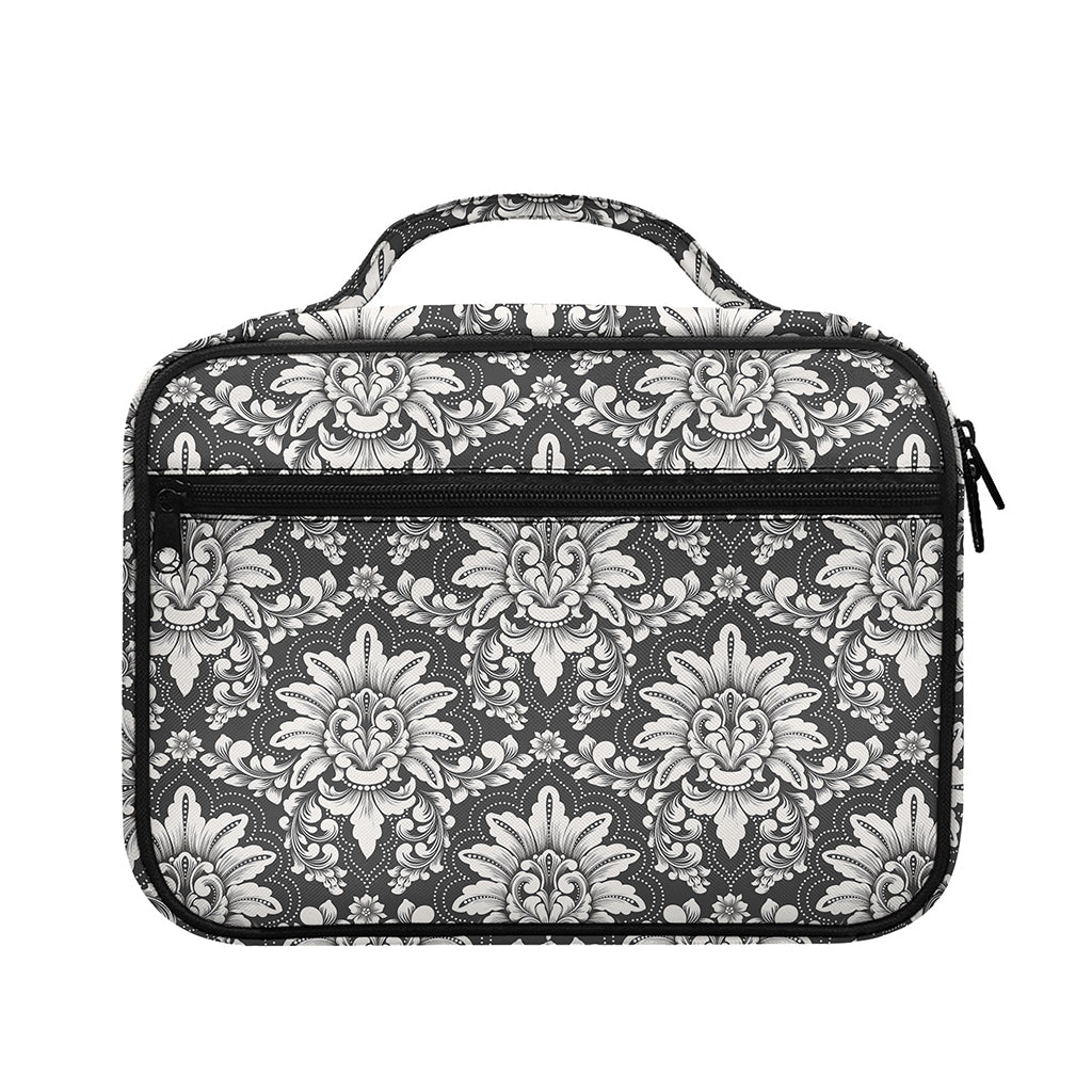 Grey Damask Pattern Print Briefcase Bible Bag