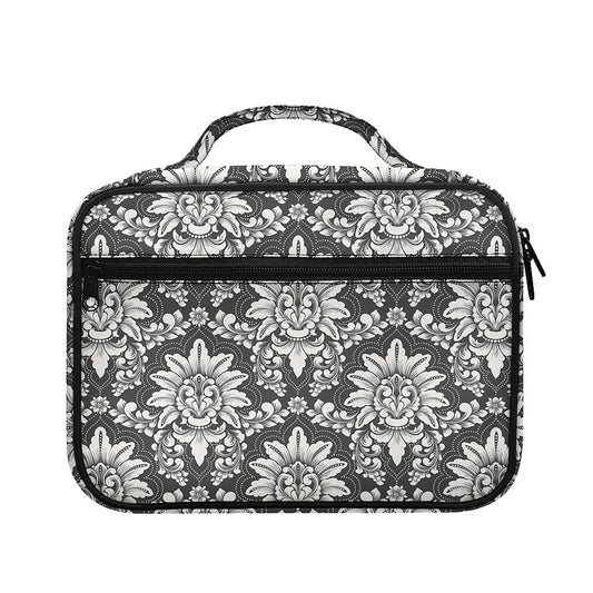 Grey Damask Pattern Print Briefcase Bible Bag