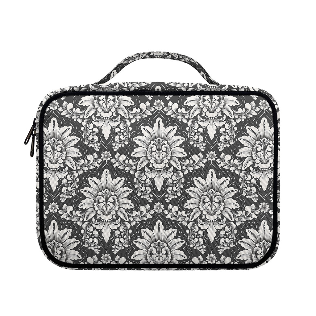 Grey Damask Pattern Print Briefcase Bible Bag