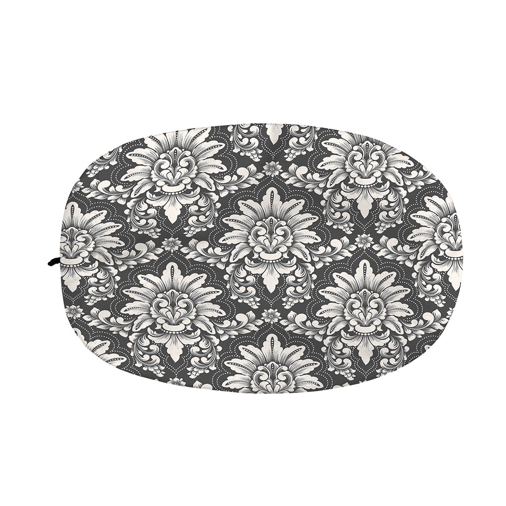 Grey Damask Pattern Print Car Side Mirror Covers