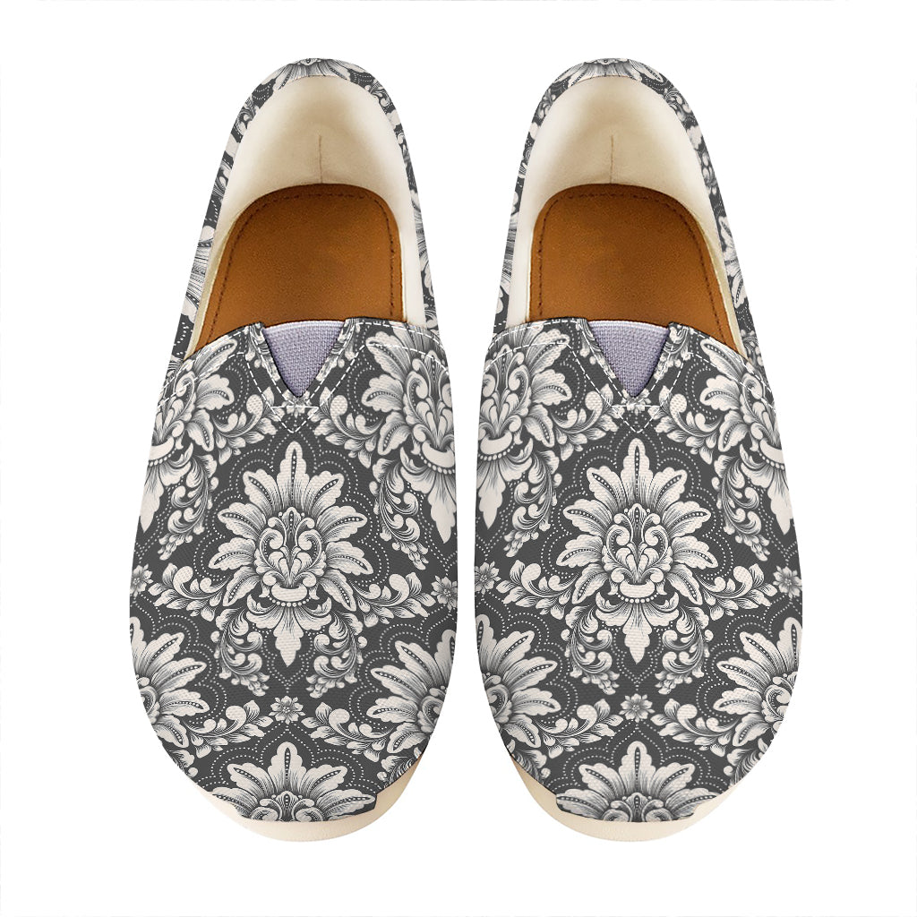 Grey Damask Pattern Print Casual Shoes