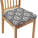 Grey Damask Pattern Print Chair Cushion Cover