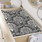 Grey Damask Pattern Print Changing Pad Cover