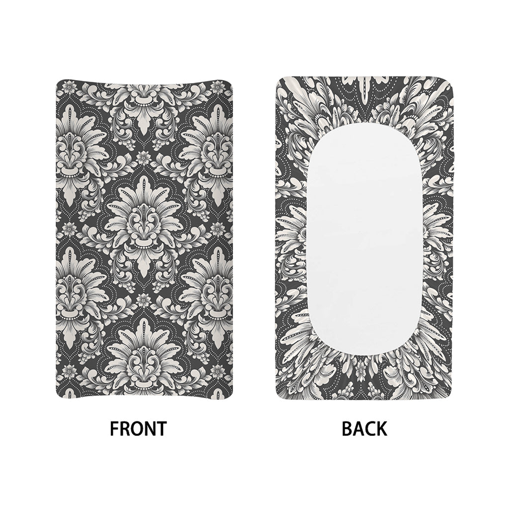 Grey Damask Pattern Print Changing Pad Cover
