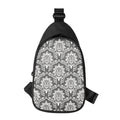 Grey Damask Pattern Print Sling Bag
