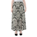 Grey Damask Pattern Print Chiffon Maxi Skirt
