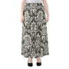 Grey Damask Pattern Print Chiffon Maxi Skirt