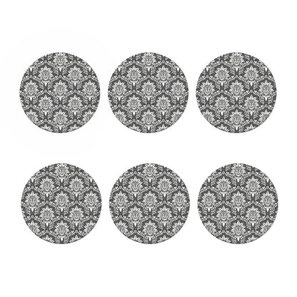 Grey Damask Pattern Print Coaster Set