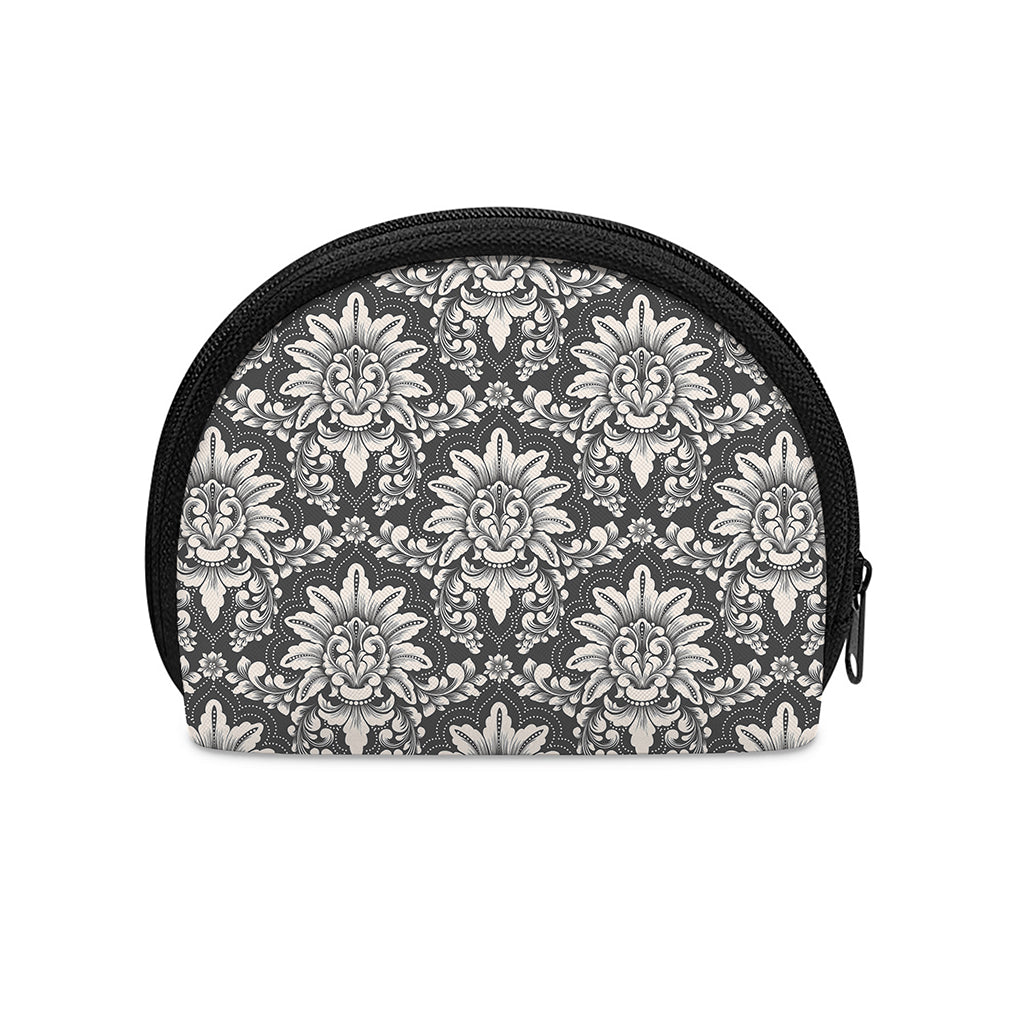 Grey Damask Pattern Print Coin Purse