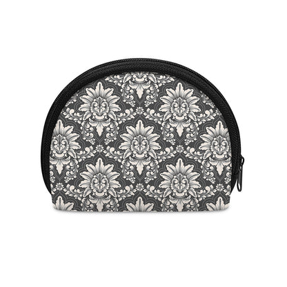 Grey Damask Pattern Print Coin Purse