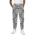 Grey Damask Pattern Print Cotton Sweatpants
