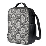 Grey Damask Pattern Print Crossbody Lunch Bag