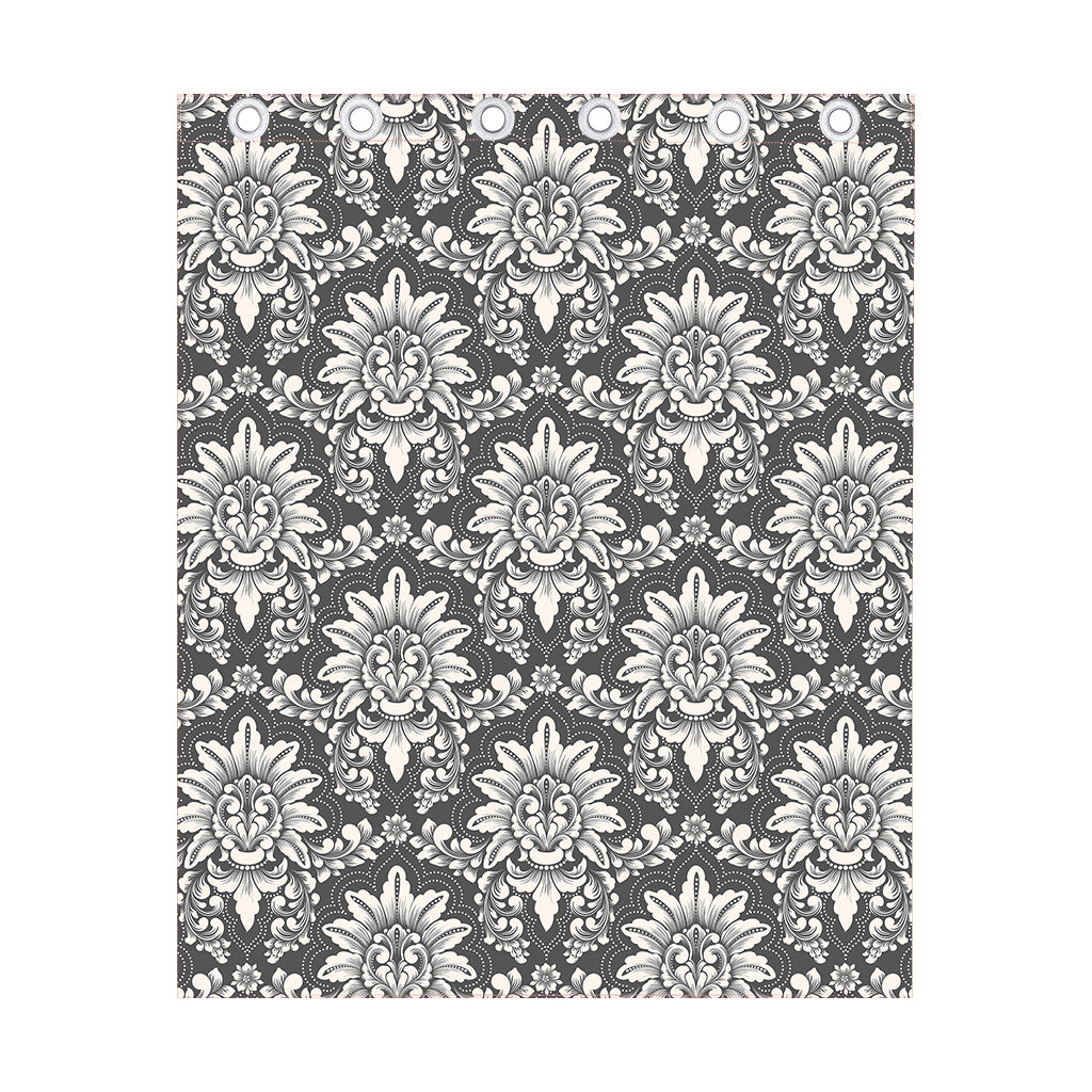 Grey Damask Pattern Print Curtain