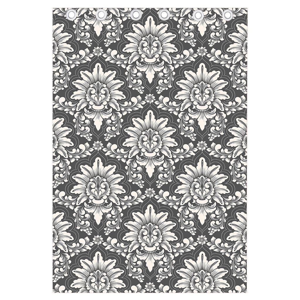 Grey Damask Pattern Print Curtain