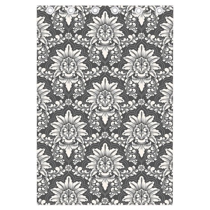 Grey Damask Pattern Print Curtain