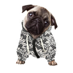 Grey Damask Pattern Print Dog Zip Up Hoodie