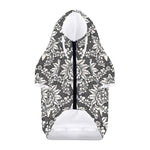 Grey Damask Pattern Print Dog Zip Up Hoodie